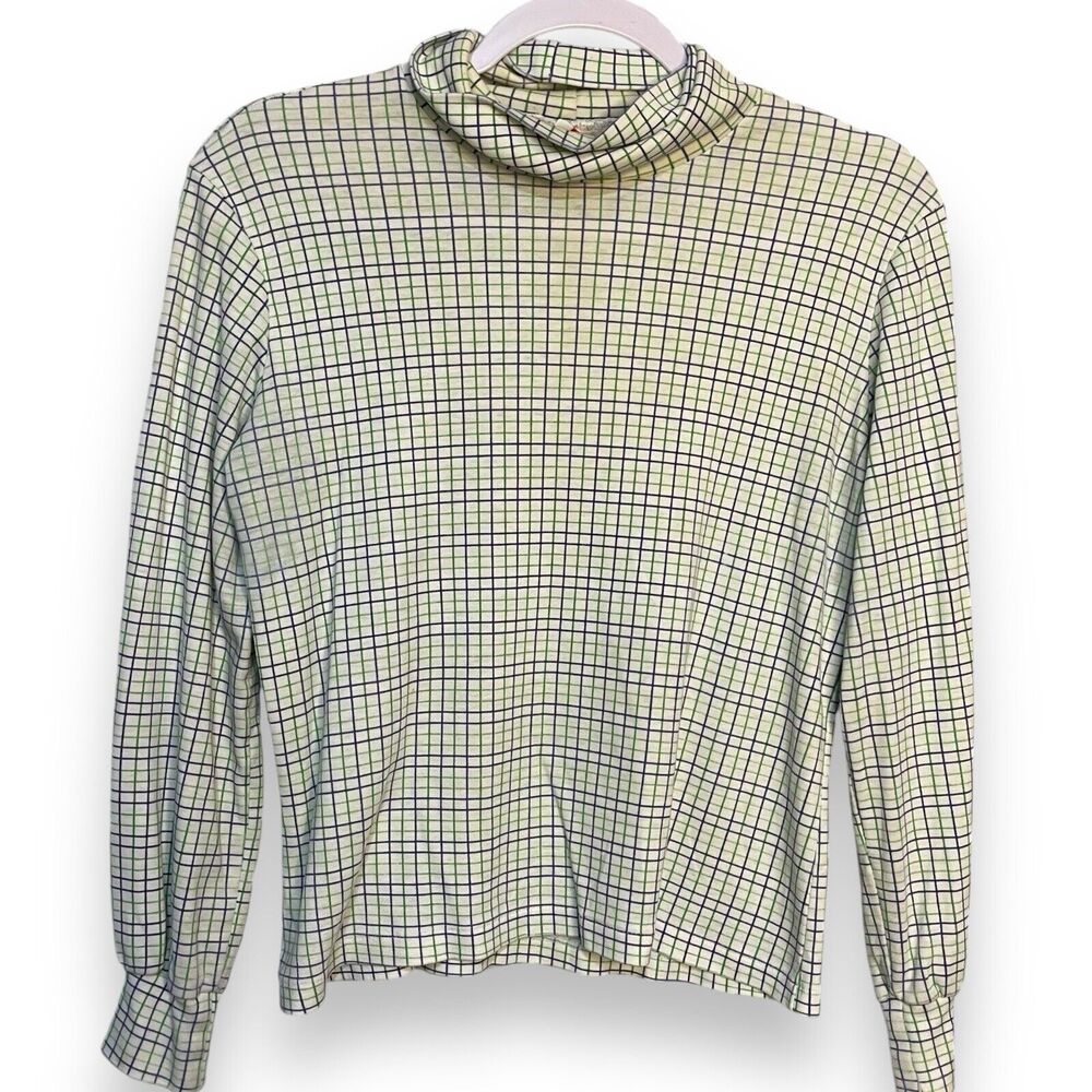 Jane Colby Plaid Turtle Neck Sweater Womens Large Multicolor VTG Casual Academia